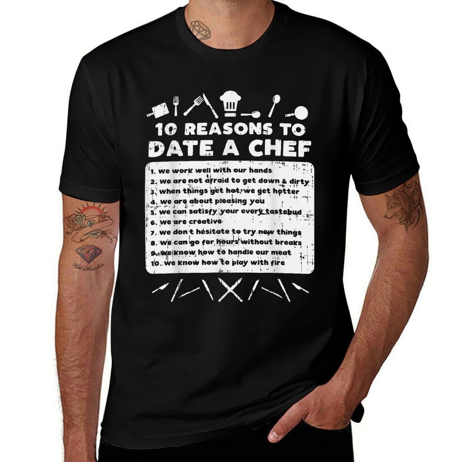 10 Reasons To Date A Chef Funny Dating Cook Men Women Gift Odor-resistant T-Shirt