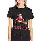 Pilates Most Likely To Do With Santa Funny Merry Christmas  Oversized Silhouette T-Shirt