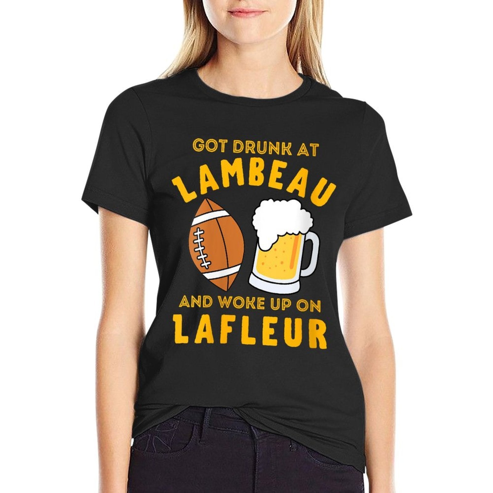 Womens Funny Got Drunk at Lambeau And Woke Up On Lafleur Fans  Rolled Sleeves T-Shirt