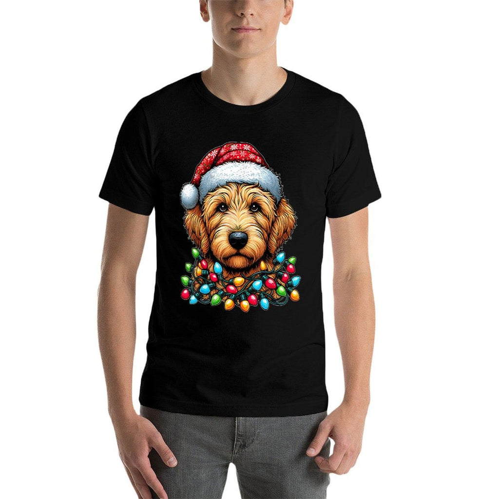 Golden Doodle Goldendoodle Christmas Hat Xmas  Oversized Silhouette T-Shirt