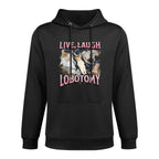 Live Laugh Lobotomy Funny Offensive Cat Meme Bootleg Graphic Adjustable Hood Hoodie
