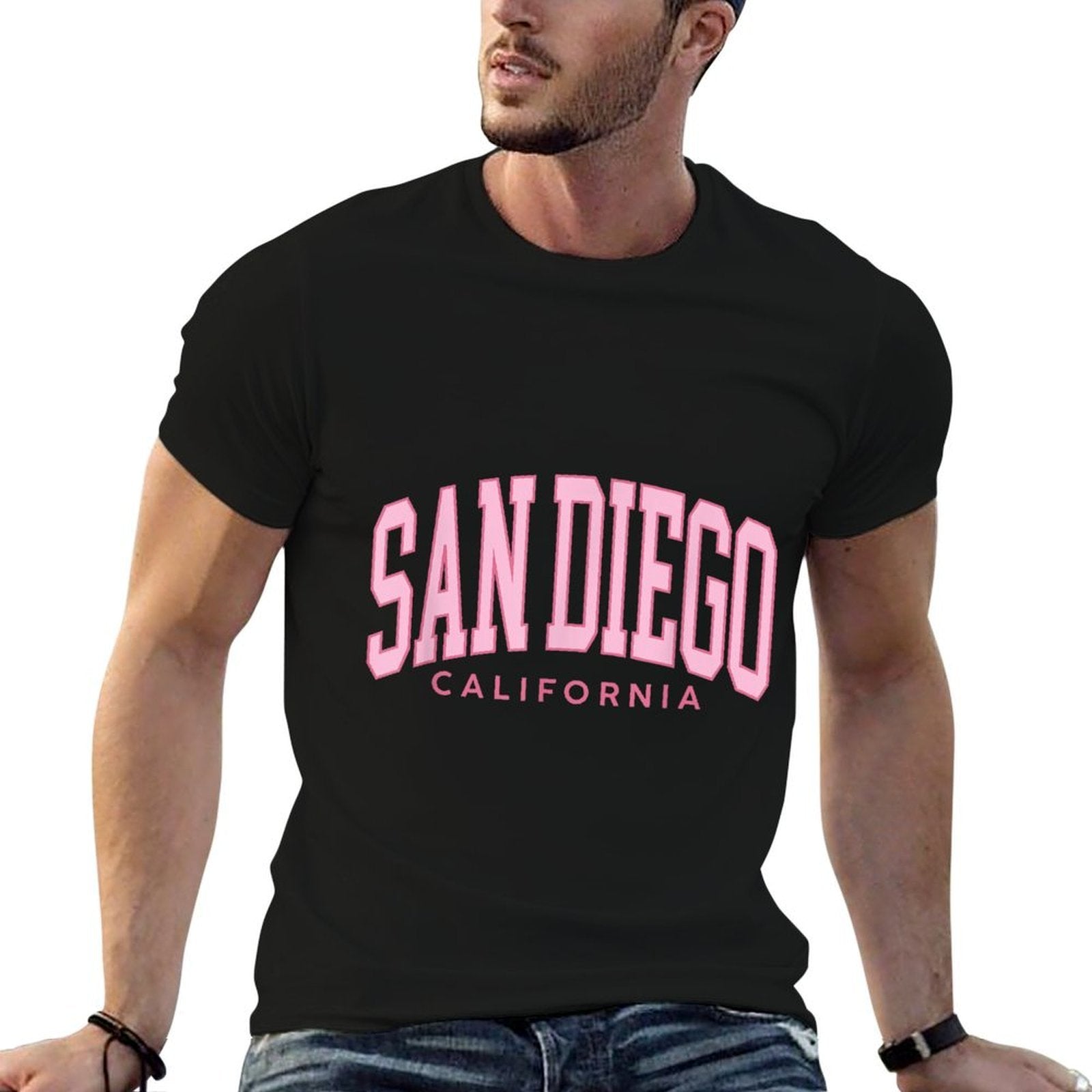 San Diego Preppy Retro Throwback Girls Womens Pink Vintage  Affordable Price T-Shirt