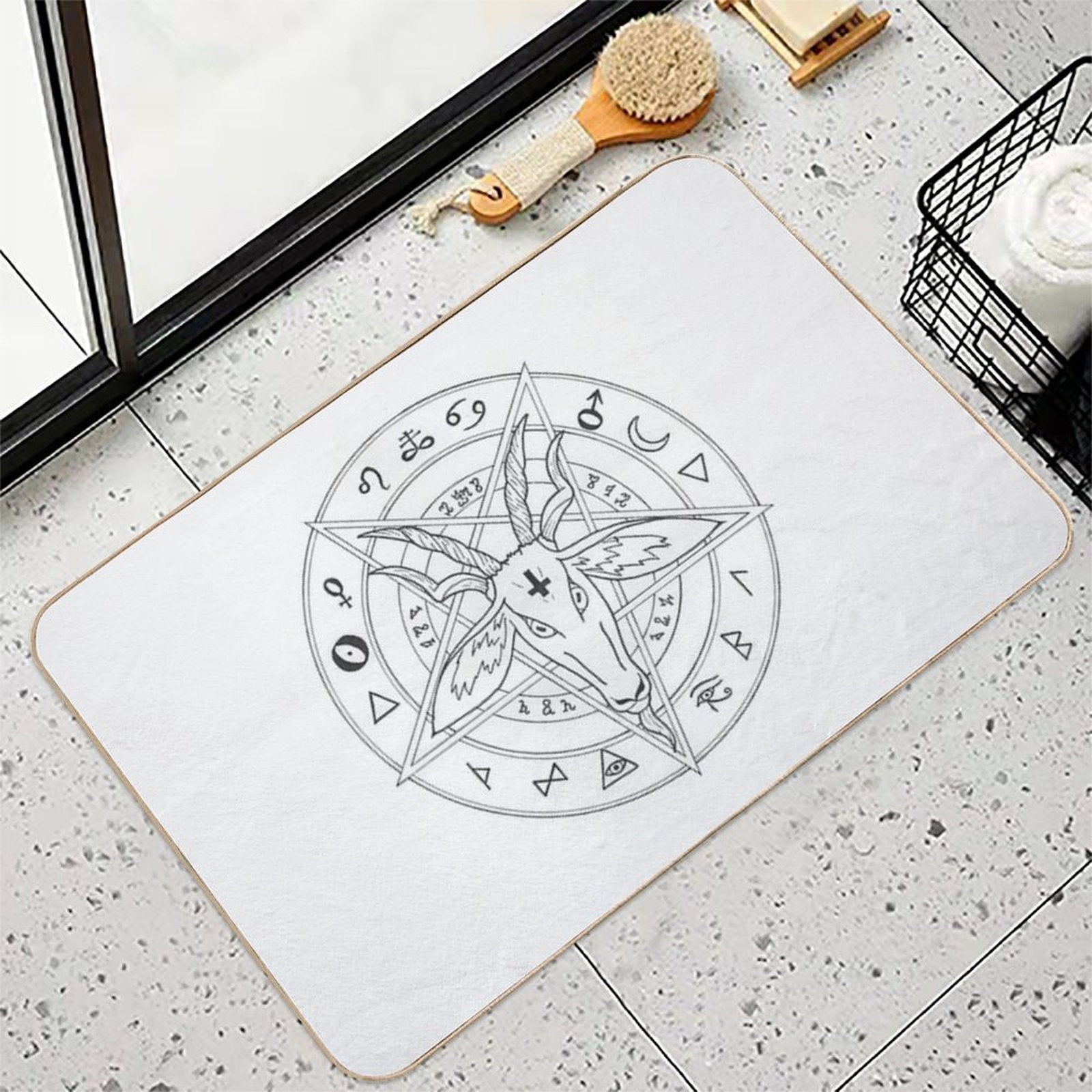 Goat Head Mandala  Dirt-Trapping Bath Mat