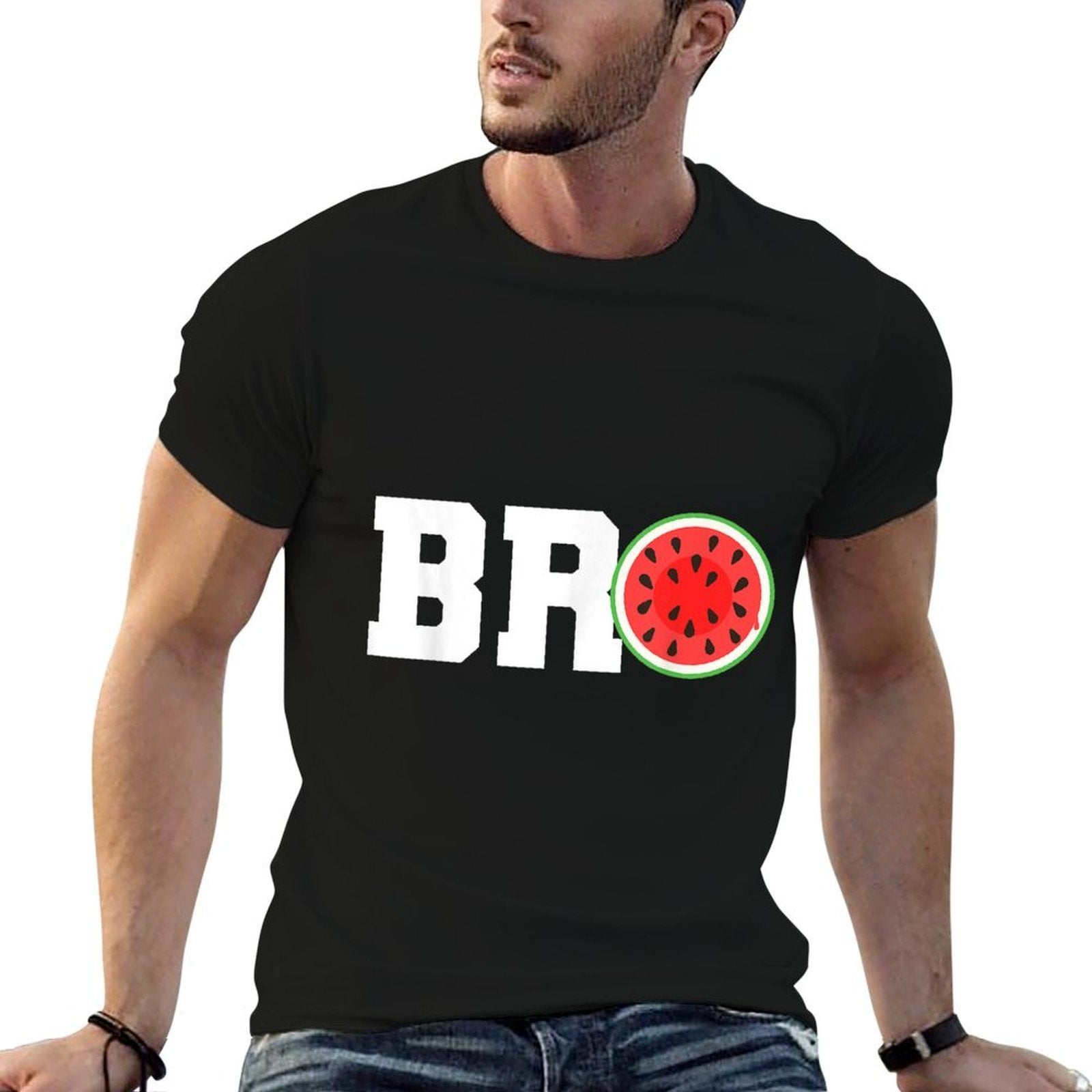 Funny Watermelon Bro Cute Summer Vacation Brother Sibling  Quick-drying T-Shirt