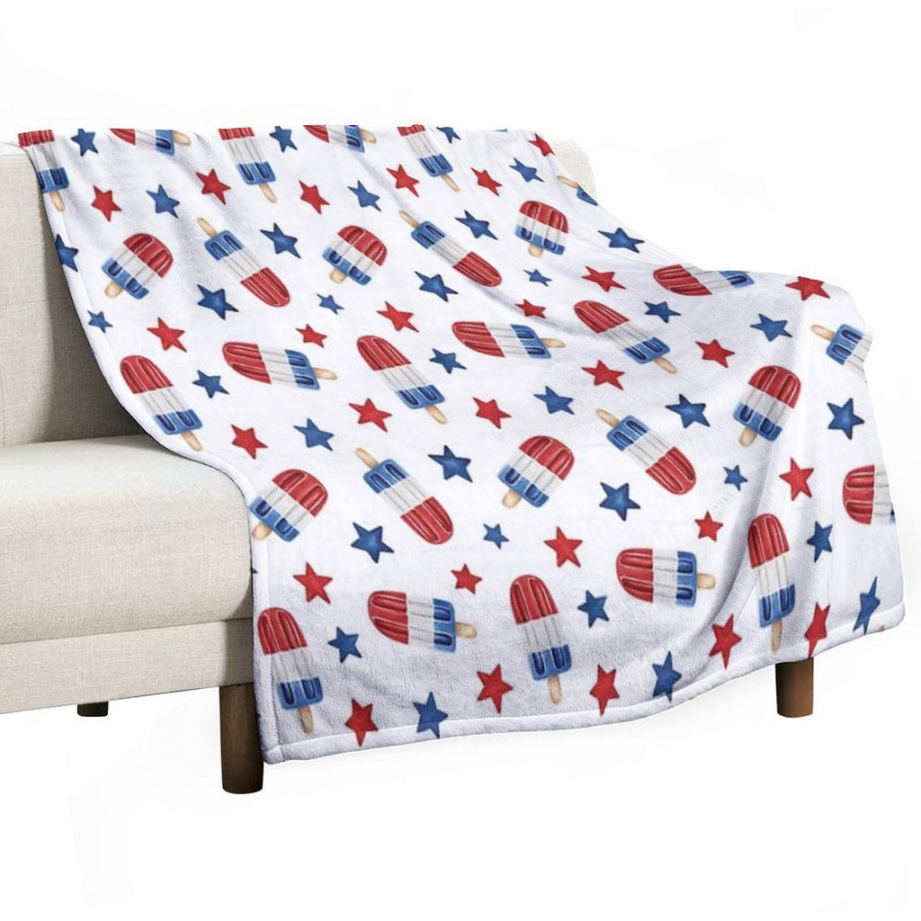 4th of July Red, White And Blue Popsicles Durable Throw Blanket