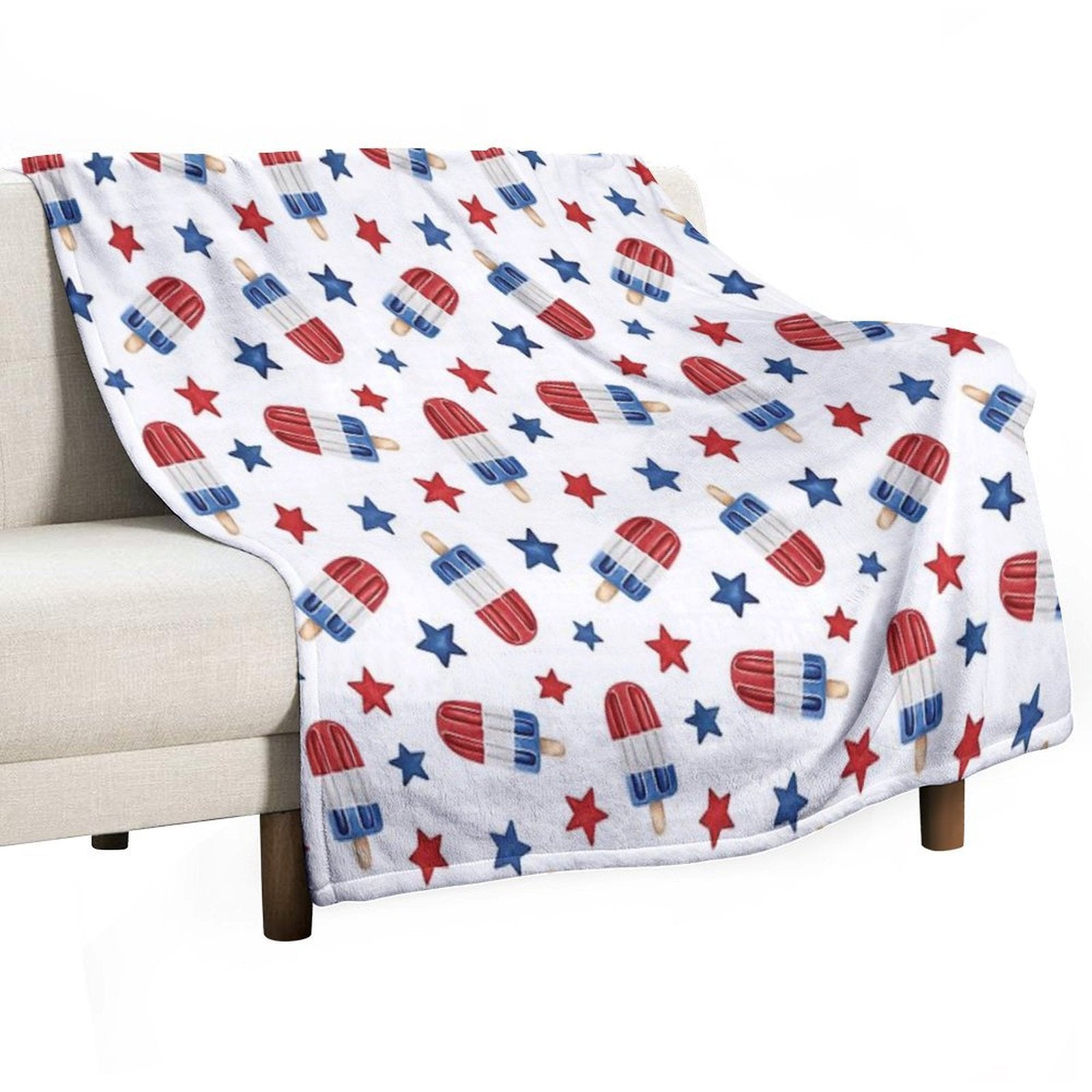 4th of July Red, White And Blue Popsicles Durable Throw Blanket