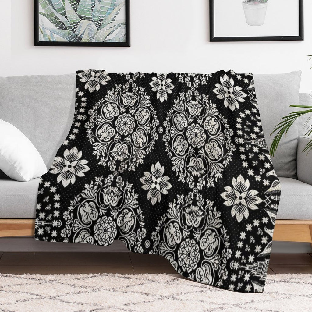 Vintage Bandana Coverlet Textile Print  Cali Boho  Bossy Cat Home Multi-functional Throw Blanket