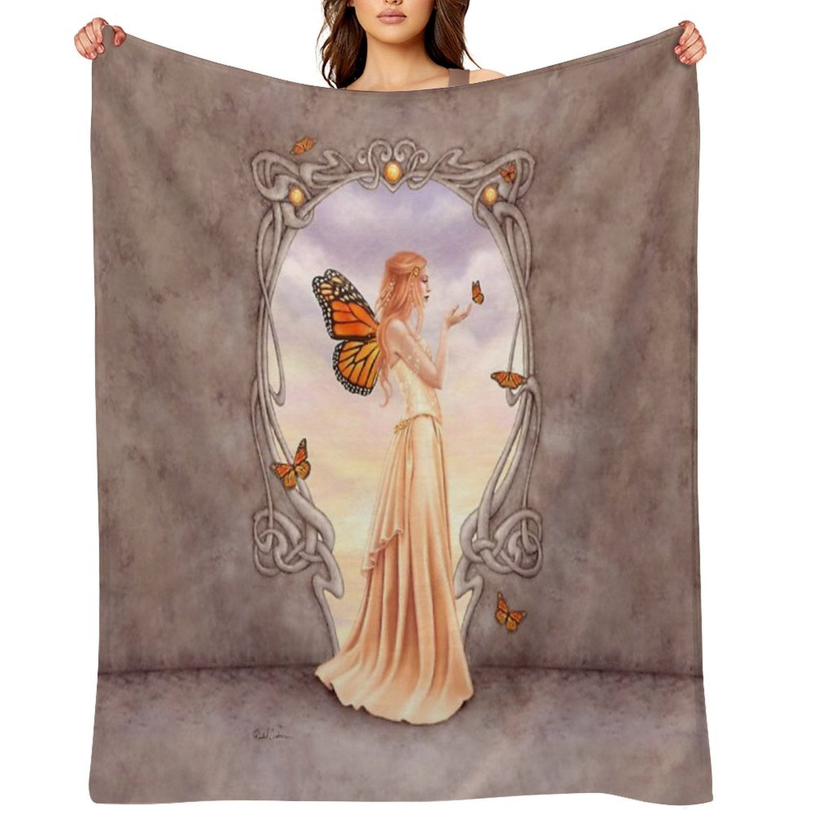 Citrine Birthstone Fairy Travel-friendly Throw Blanket