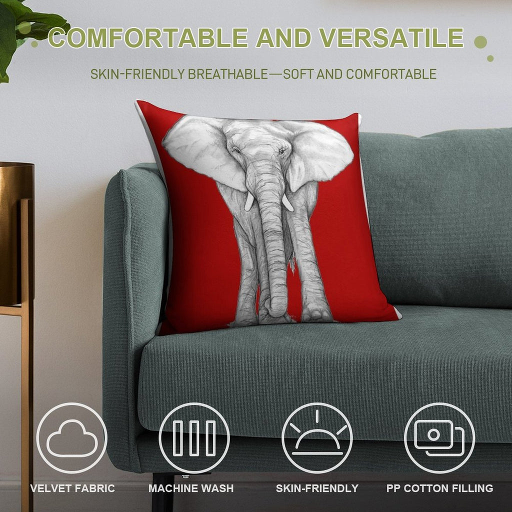 Crimson Elephant Soft Shrink-Resistant Throw Pillow