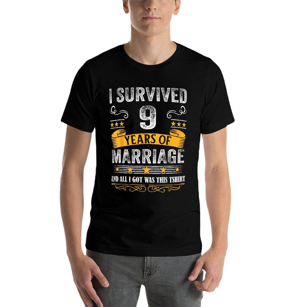 9th Wedding Anniversary Shirt Couples Husband Wife 9 Years  Lightweight T-Shirt