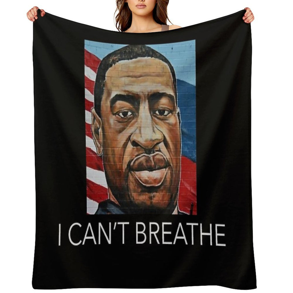 George Floyd (white on Black) Quick-dry Throw Blanket