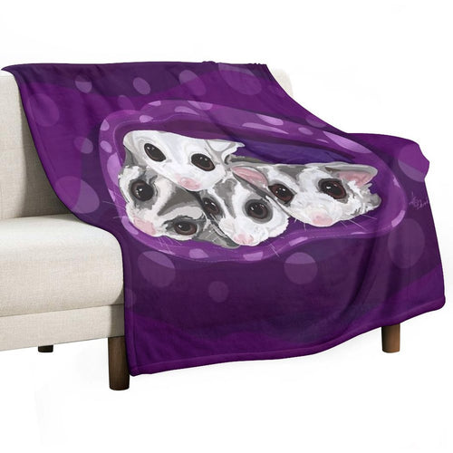 Adorable Sugar Glider Digital Artwork, Cuddle Gliders Wrinkle-free Throw Blanket