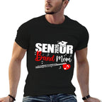 Senior Band Mom 2026 Marching Band Class of 2026 Flute  Ribbed Collar T-Shirt