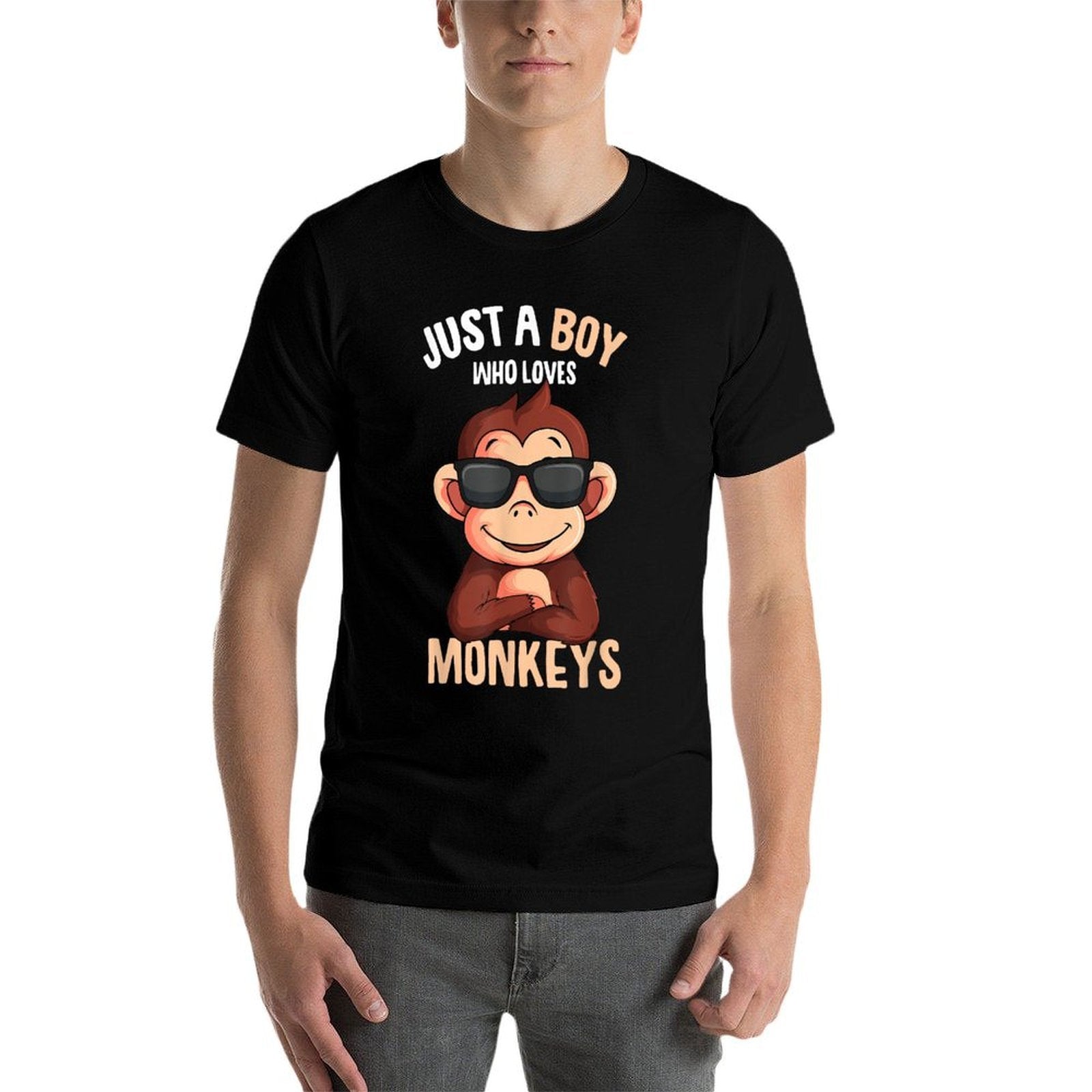 Monkey Just A Boy Who Loves Monkeys Boys Kids  Graphic-printed T-Shirt