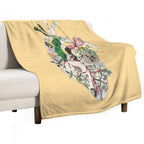 Vintage Botanical Heart - Sunshine Lightweight Throw Blanket
