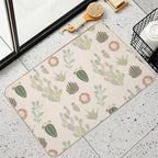 Cactus Pattern Print  Toxin-Free Bath Mat