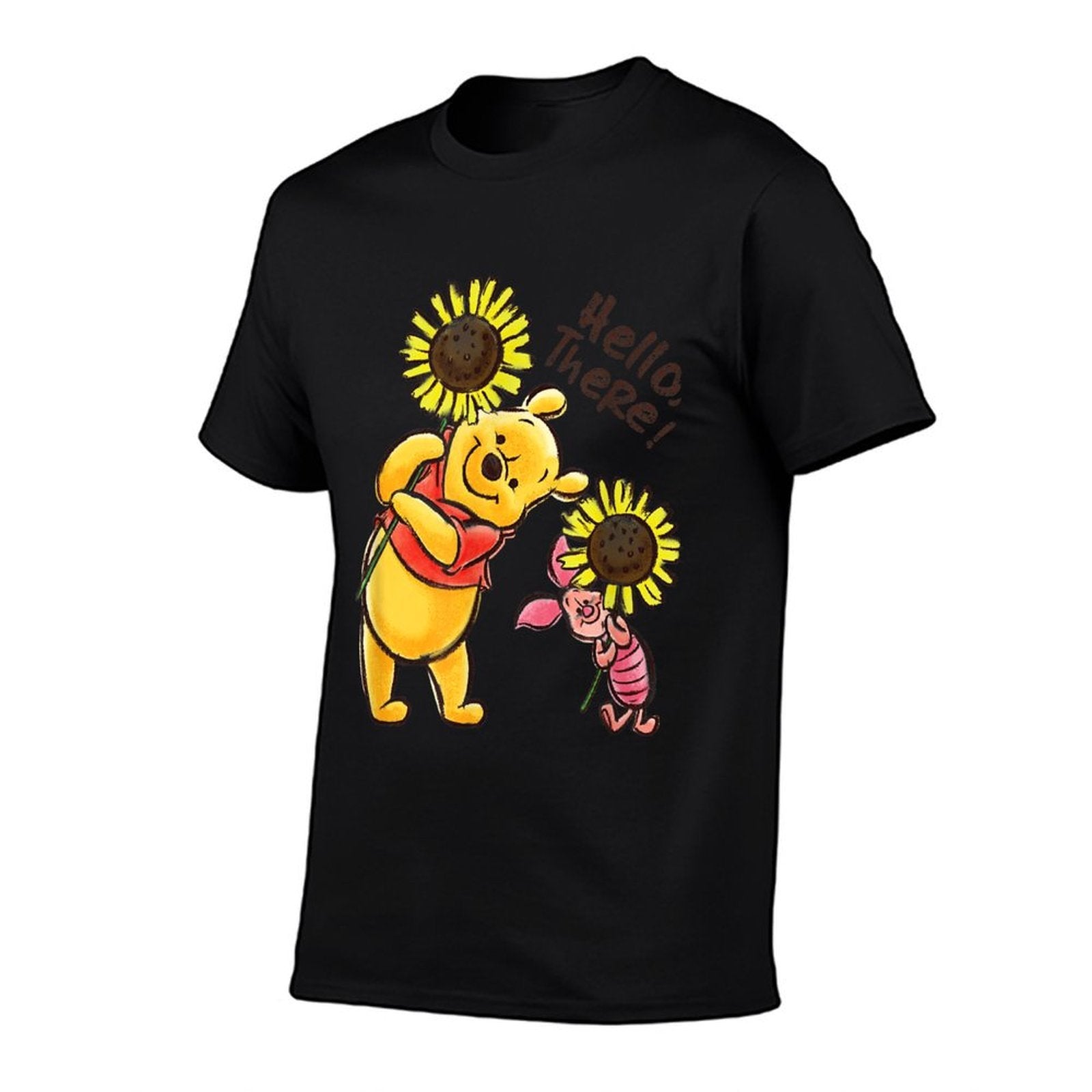 Disney Winnie The Pooh  Piglet Hello There! Sunflowers  Trendy Pattern T-Shirt