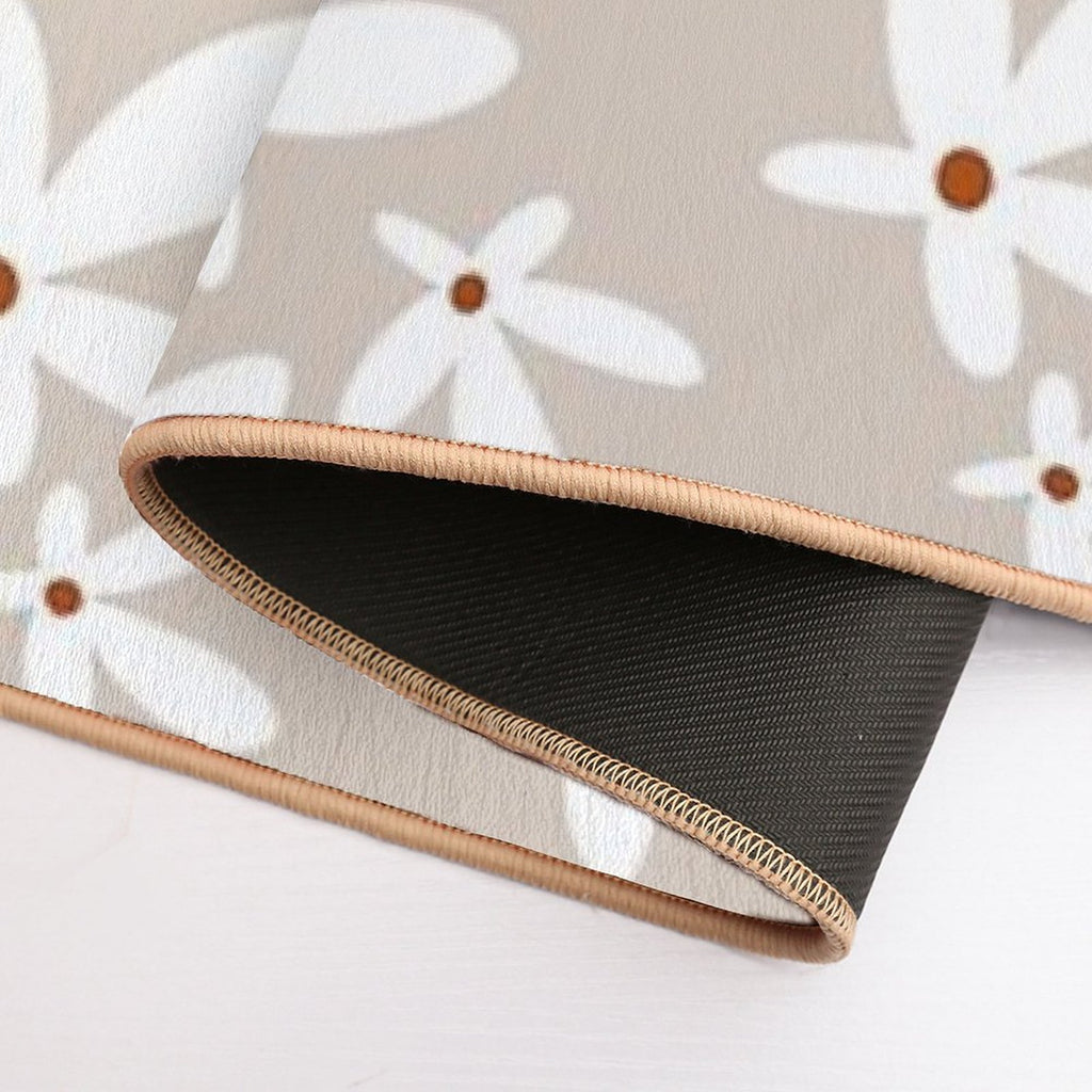 Quirky Florals in Beige, Terracotta And White  Dirt-Trapping Bath Mat