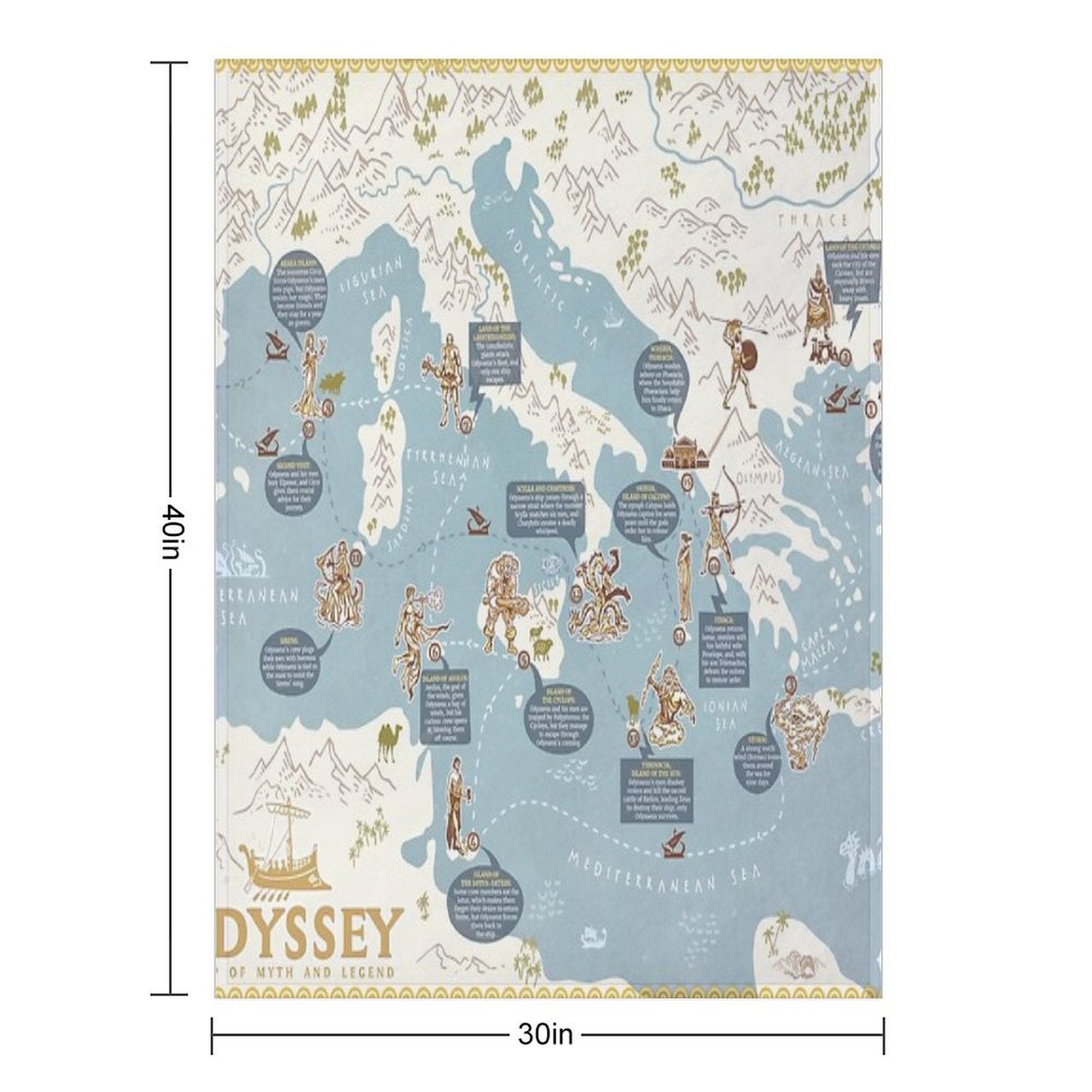 Odyssey A Map of Myth And Legend Versatility Throw Blanket