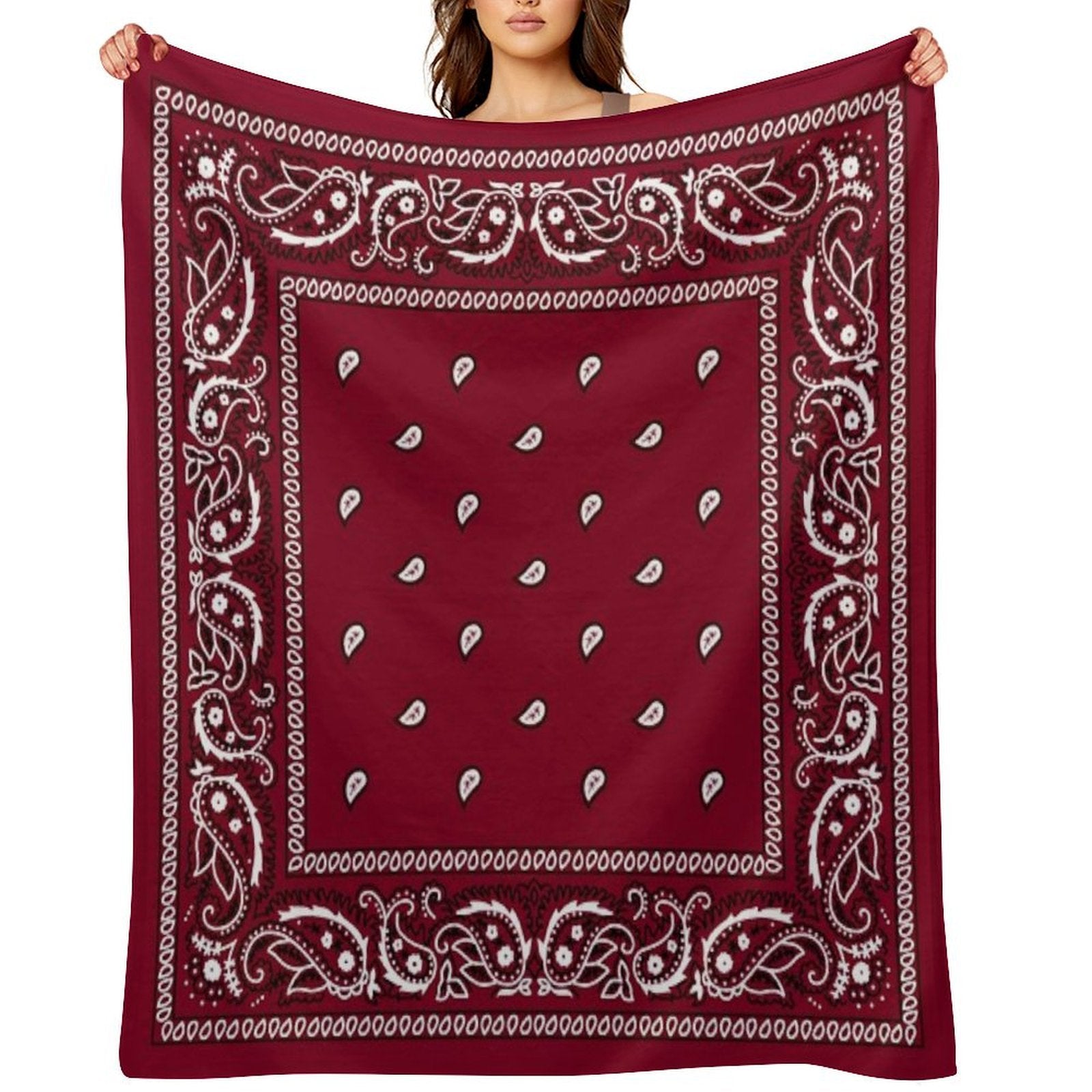 Bandana Burgundy Gift-ready Throw Blanket