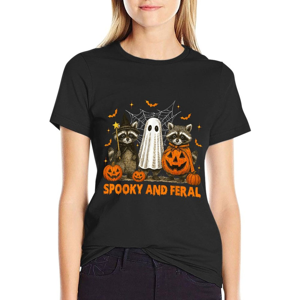 Spooky And Feral Halloween Cute Ghost Raccoon Trick Or Treat  Durable T-Shirt
