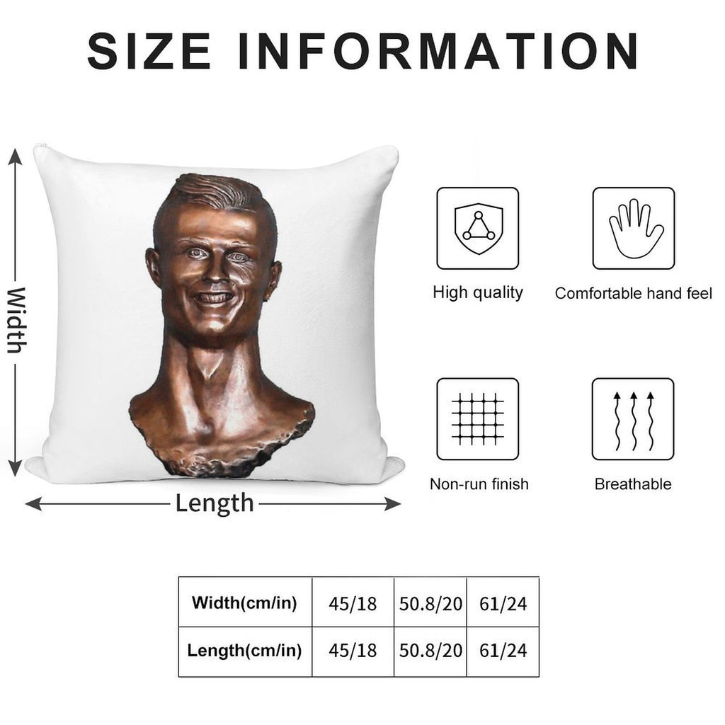 Cristiano Ronaldo Statue Soft Skin-Friendly Throw Pillow