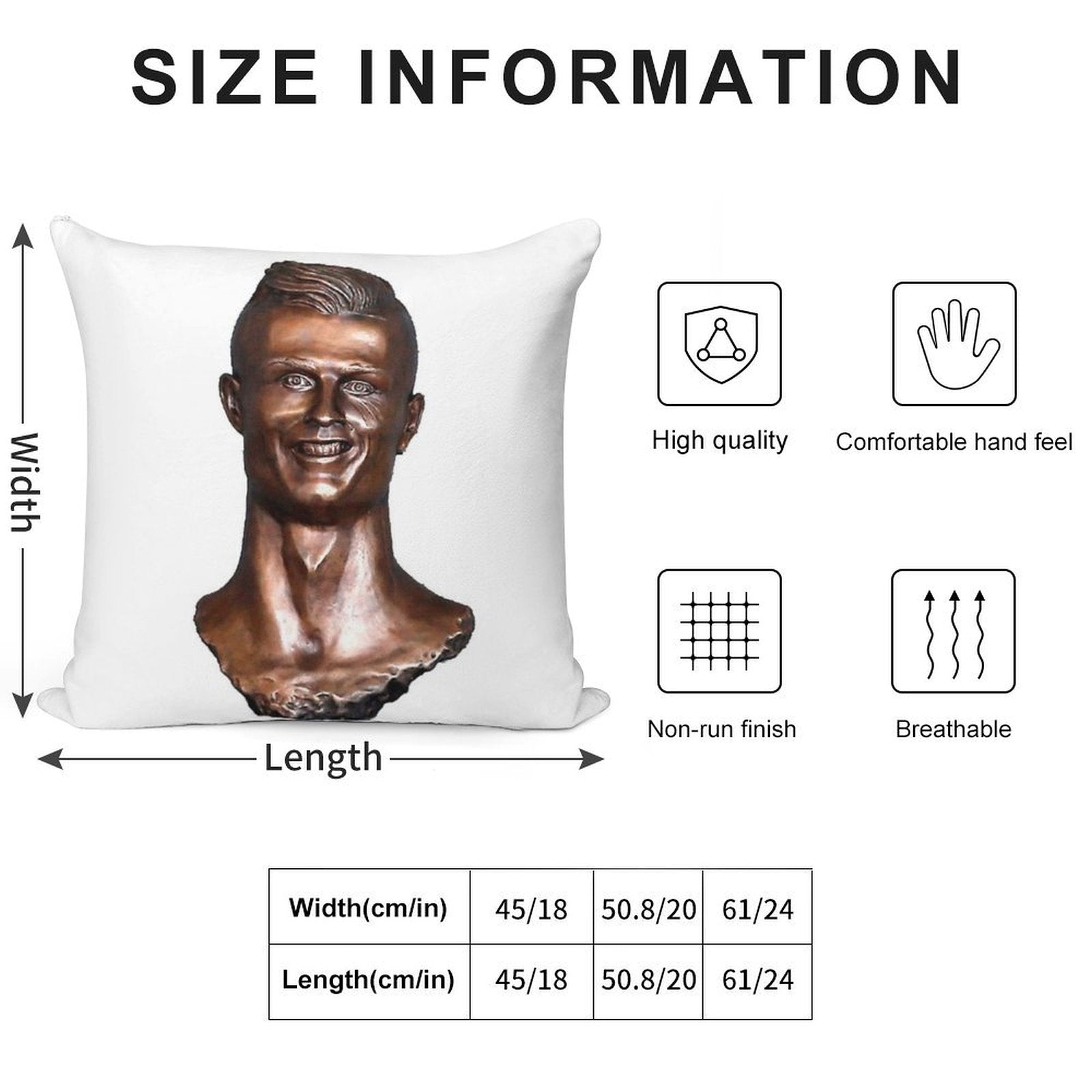Cristiano Ronaldo Statue Soft Skin-Friendly Throw Pillow