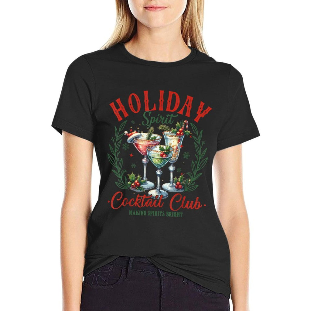 Funny Christmas Party Holiday Spirit Cocktail Club Pajamas  Tagless Design T-Shirt