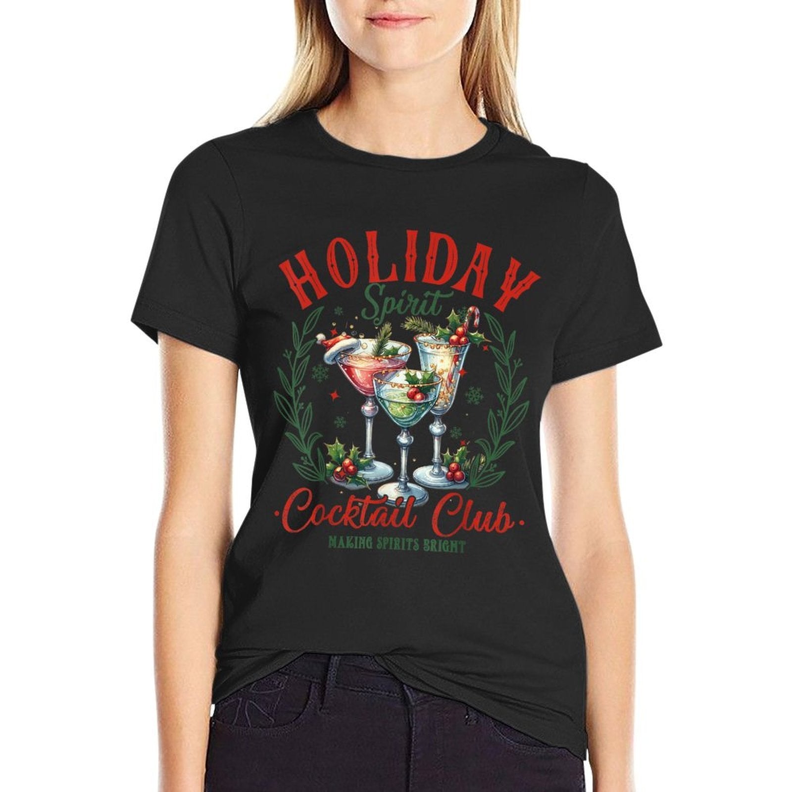 Funny Christmas Party Holiday Spirit Cocktail Club Pajamas  Tagless Design T-Shirt