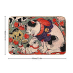 Antique Japanese Woodblock Print Cats ~ Cat Tattoo Flash  Versatile Bath Mat