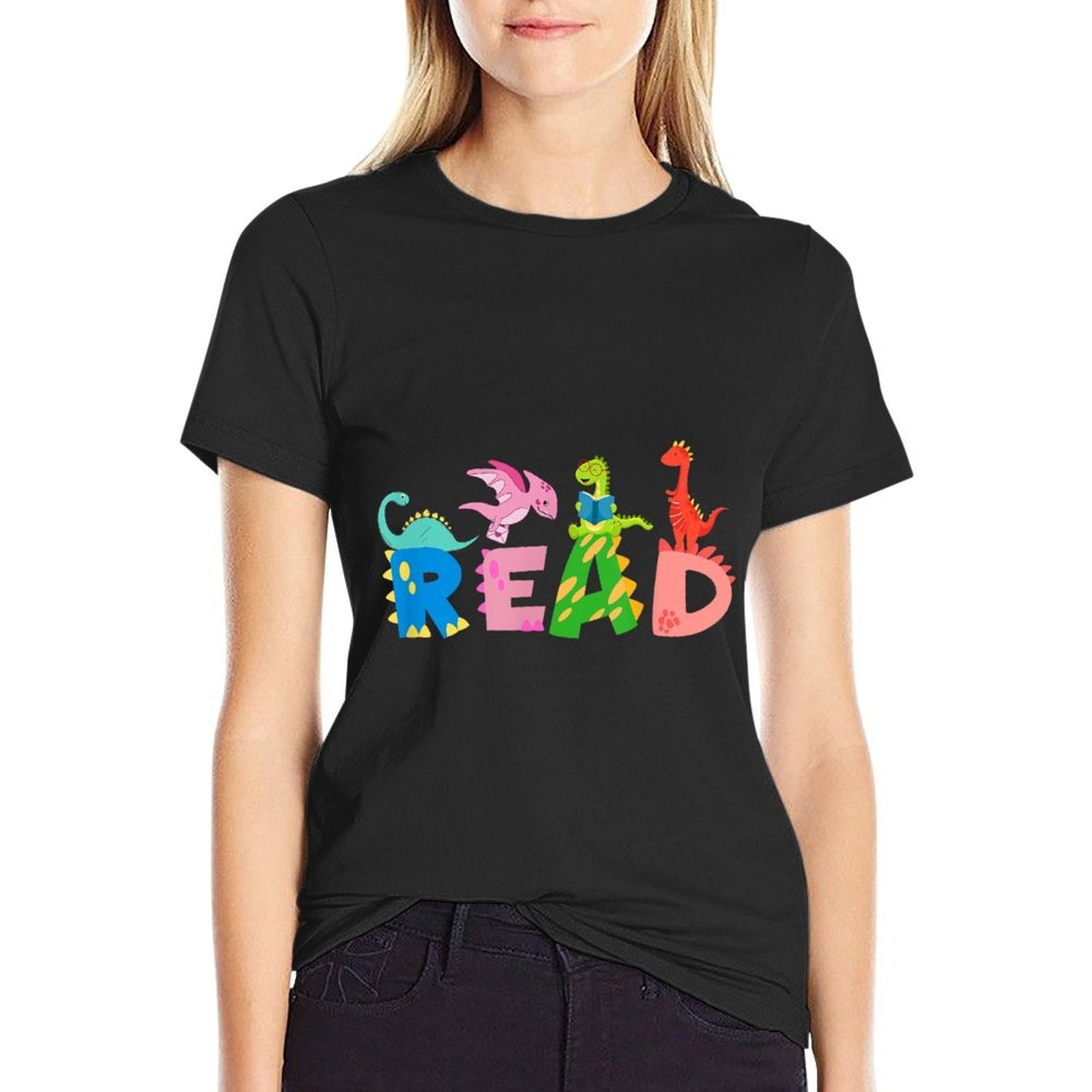 Funny Reading Dinosaur T Rex Dino Book Lover  Relaxed-fit T-Shirt