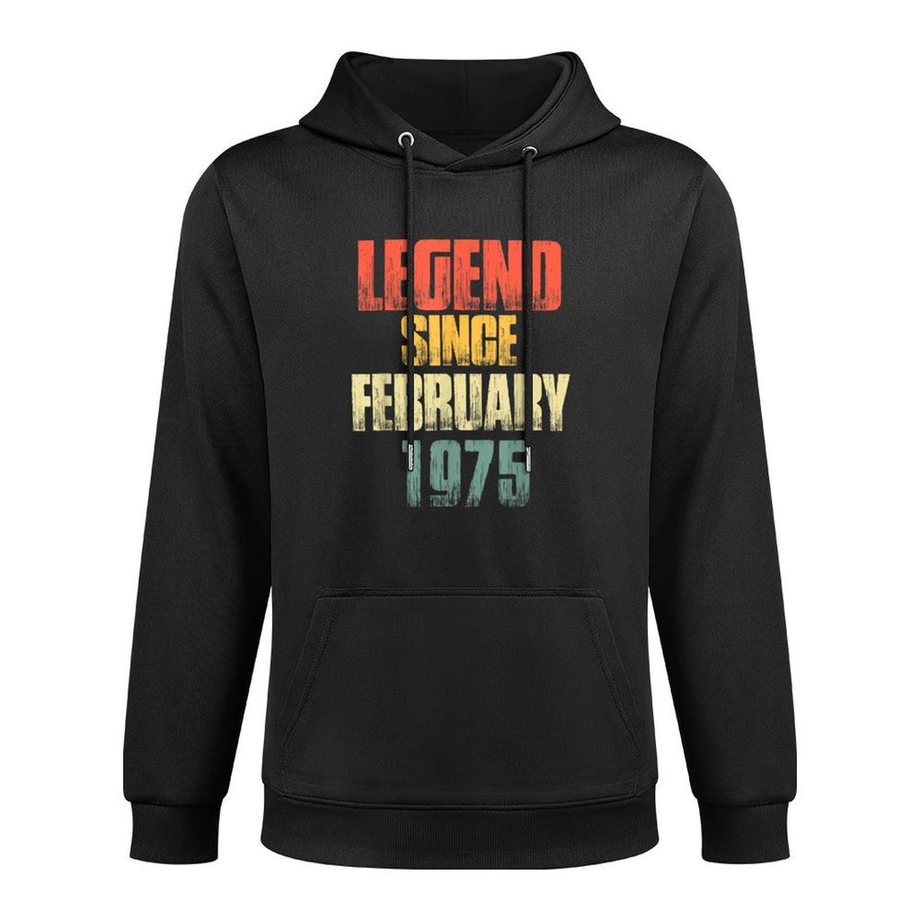 Vintage 50th Birthday Legend Since February 1975 50 Year Breathable Fabric Hoodie