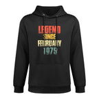 Vintage 50th Birthday Legend Since February 1975 50 Year Breathable Fabric Hoodie