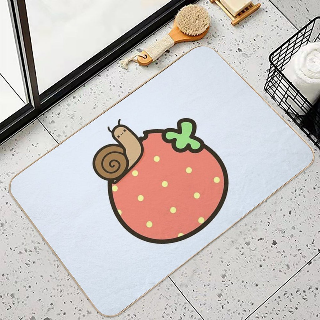 Cute Snail on Strawberry  Non-Slip Bath Mat