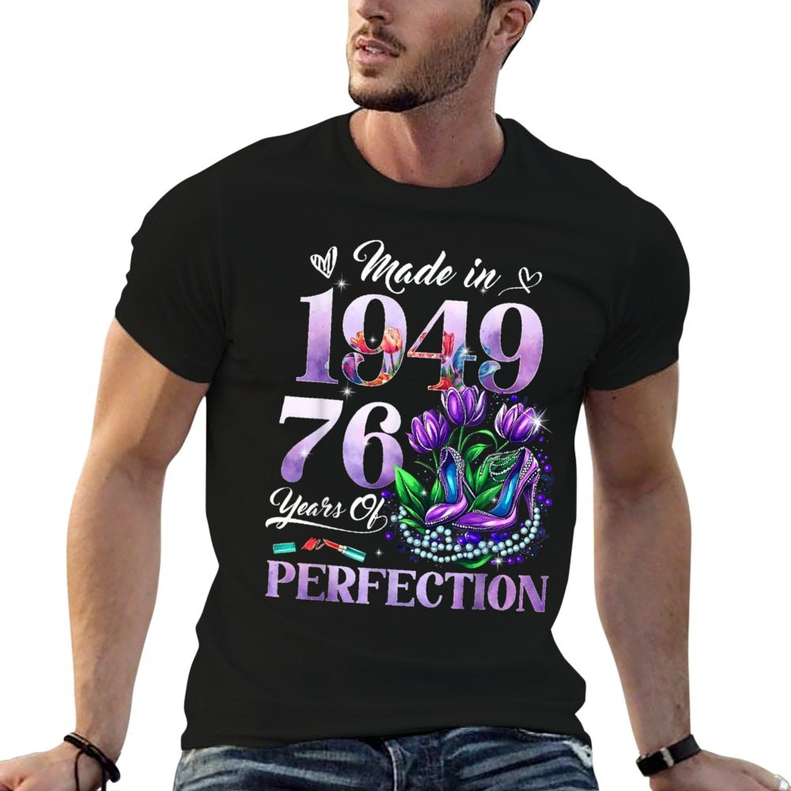 Womens 76th Birthday Floral Made in 1949 Gifts 76 Years Old  Lightweight T-Shirt