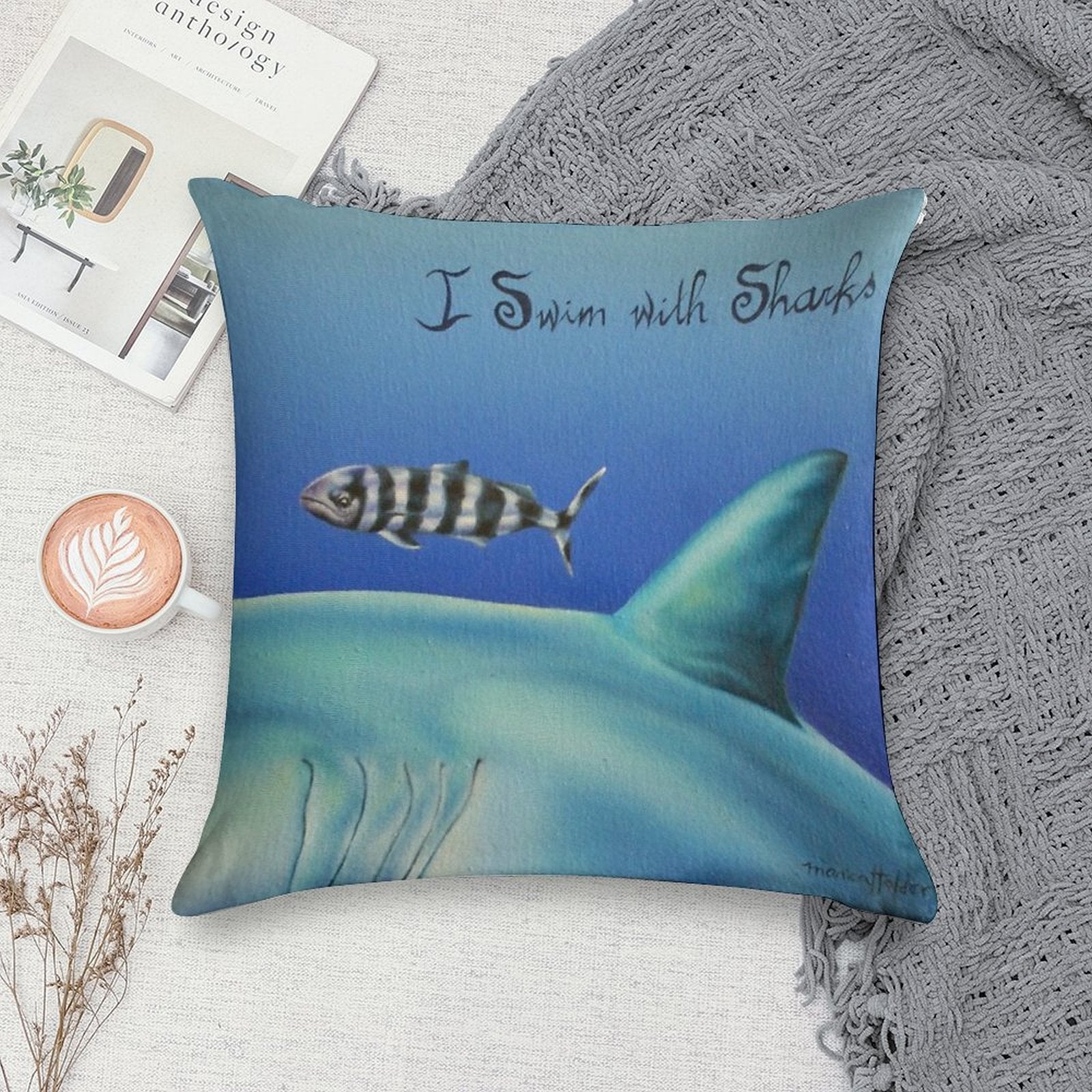 Pilot Fish I Swim with Sharks Soft Multiple Sizes Throw Pillow