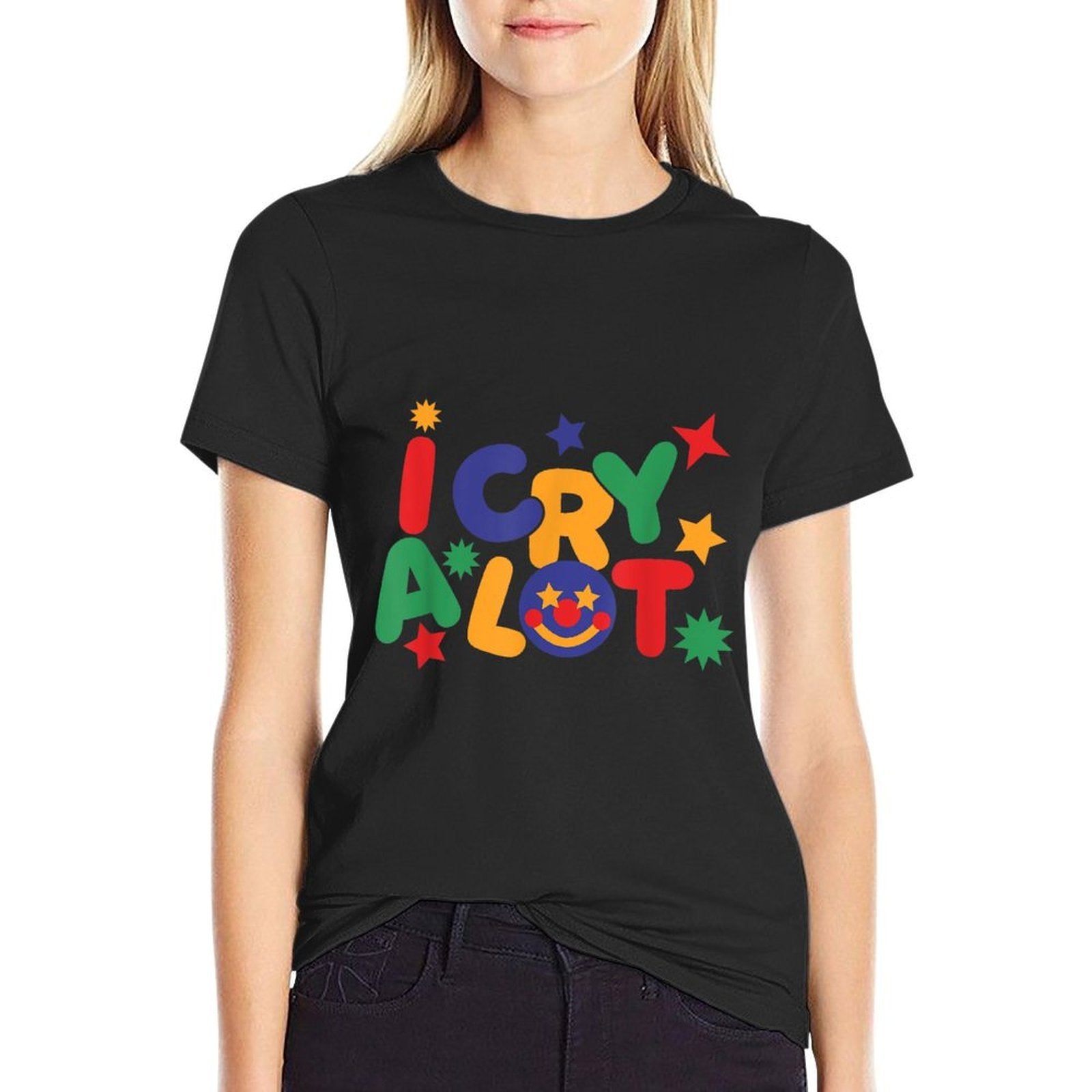 I Cry A Lot, Funny Clowncore Meme  Graphic-printed T-Shirt