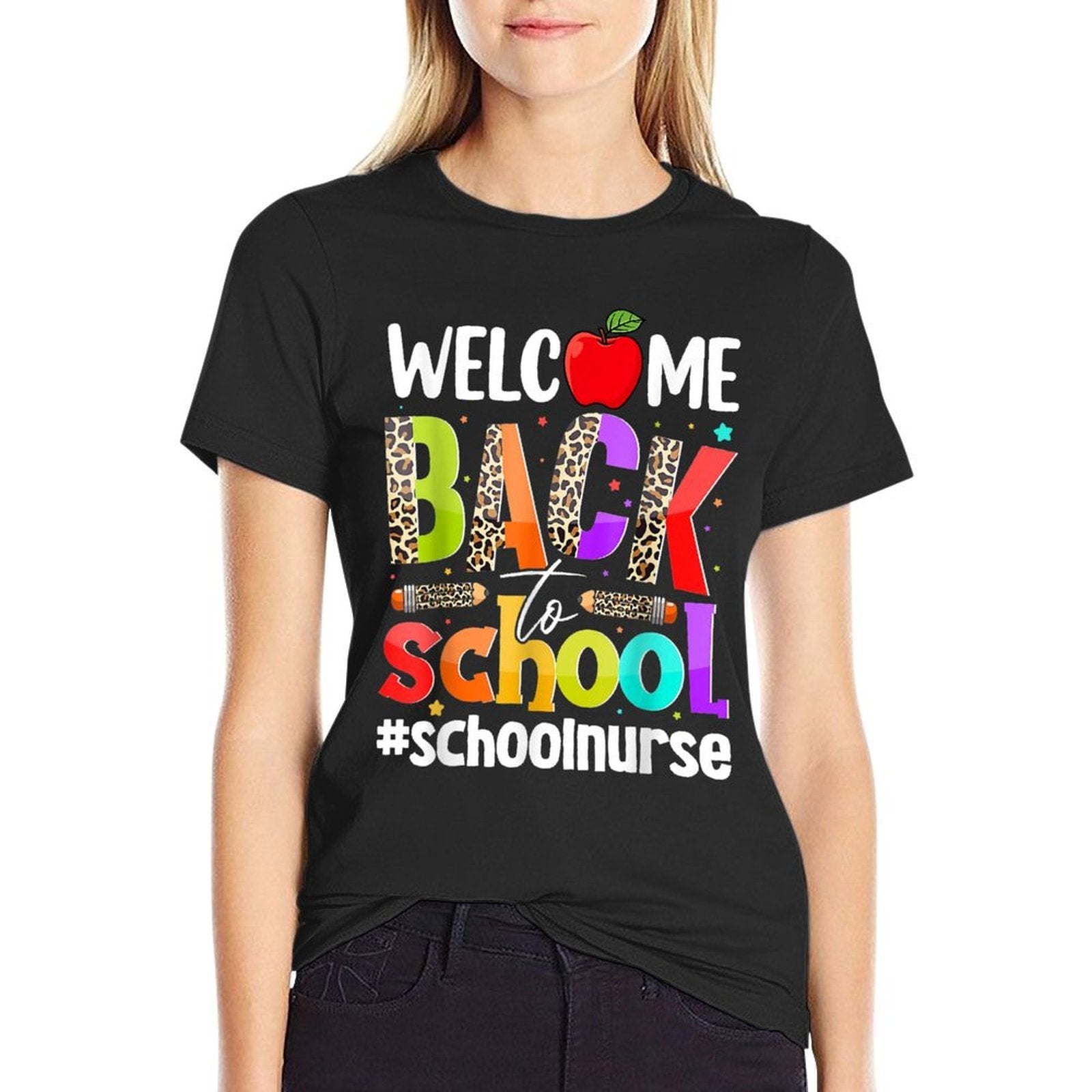 Welcome Back To School Nurse First Day Of School Leopard  Affordable Price T-Shirt