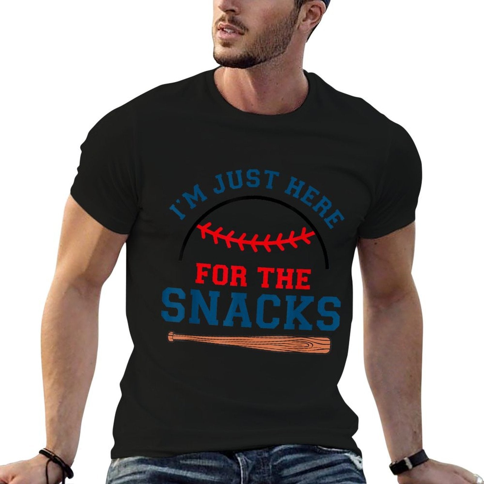 Im Just Here For The Snacks Funny Baseball Season Softball  Polyester Blend T-Shirt