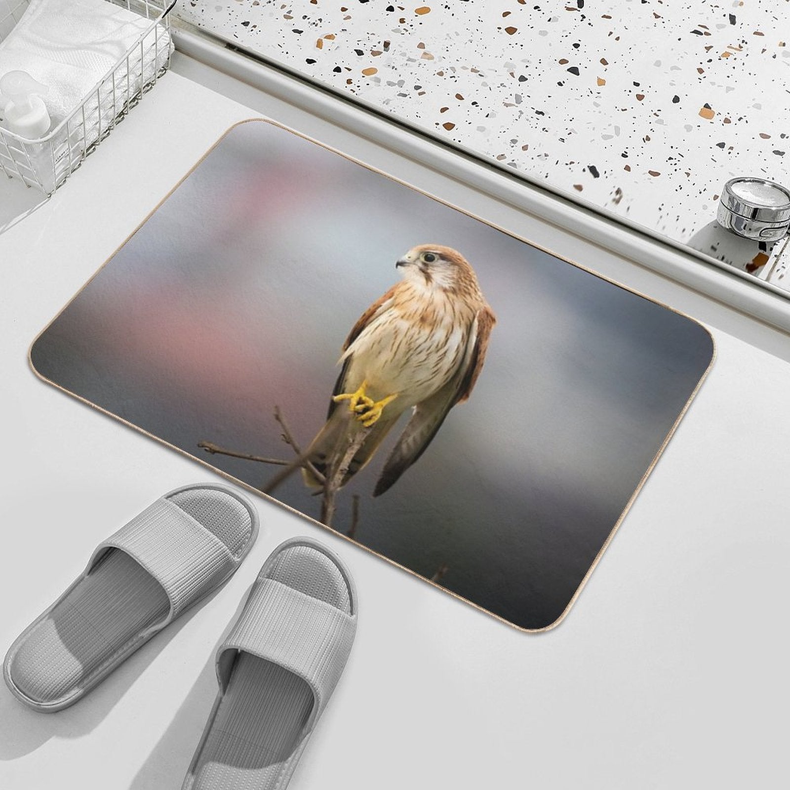 Nankeen Kestrel Contemplations - Bird  Easy To Clean Bath Mat
