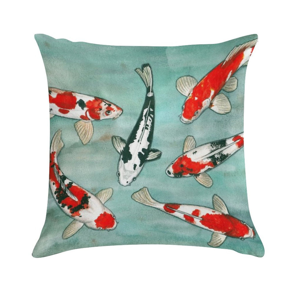 Le Ballet Des Carpes Koi Soft Home Decor Throw Pillow