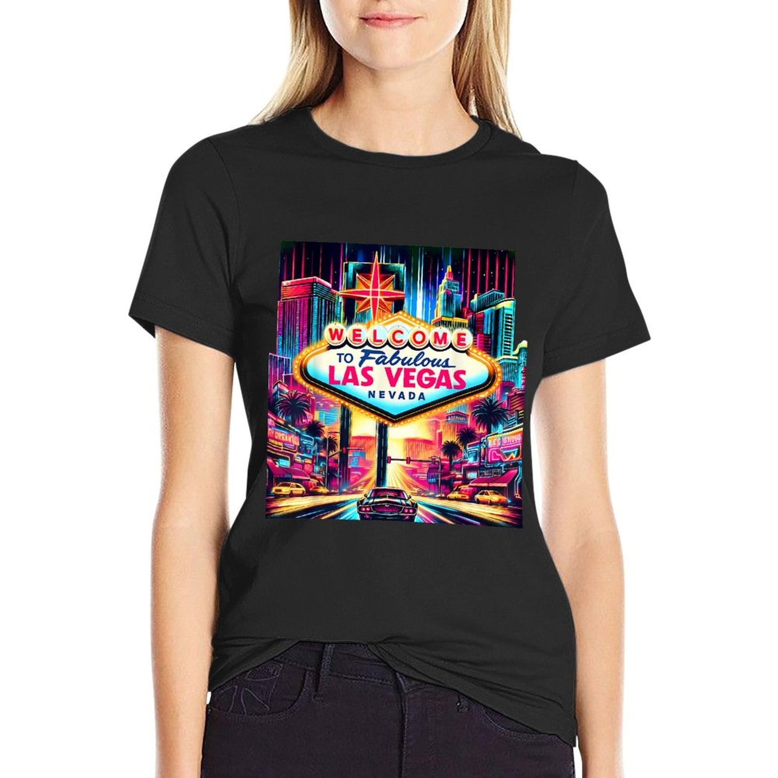 Las Vegas Nevada Design Las Vegas Souvenir - Men Women Kids  Ribbed Collar T-Shirt