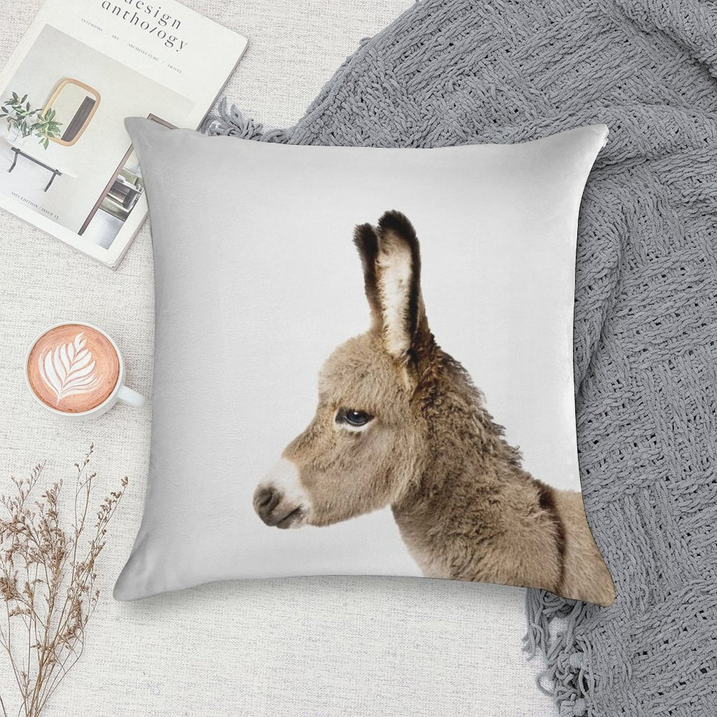 Donkey Print, Nursery, Animal, Kids Room, Modern Art, Wall Decor Soft Ultra-Soft Texture Throw Pillow