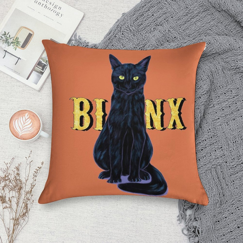 Black Cat Binx Halloween Soft Reinforced Edging Throw Pillow