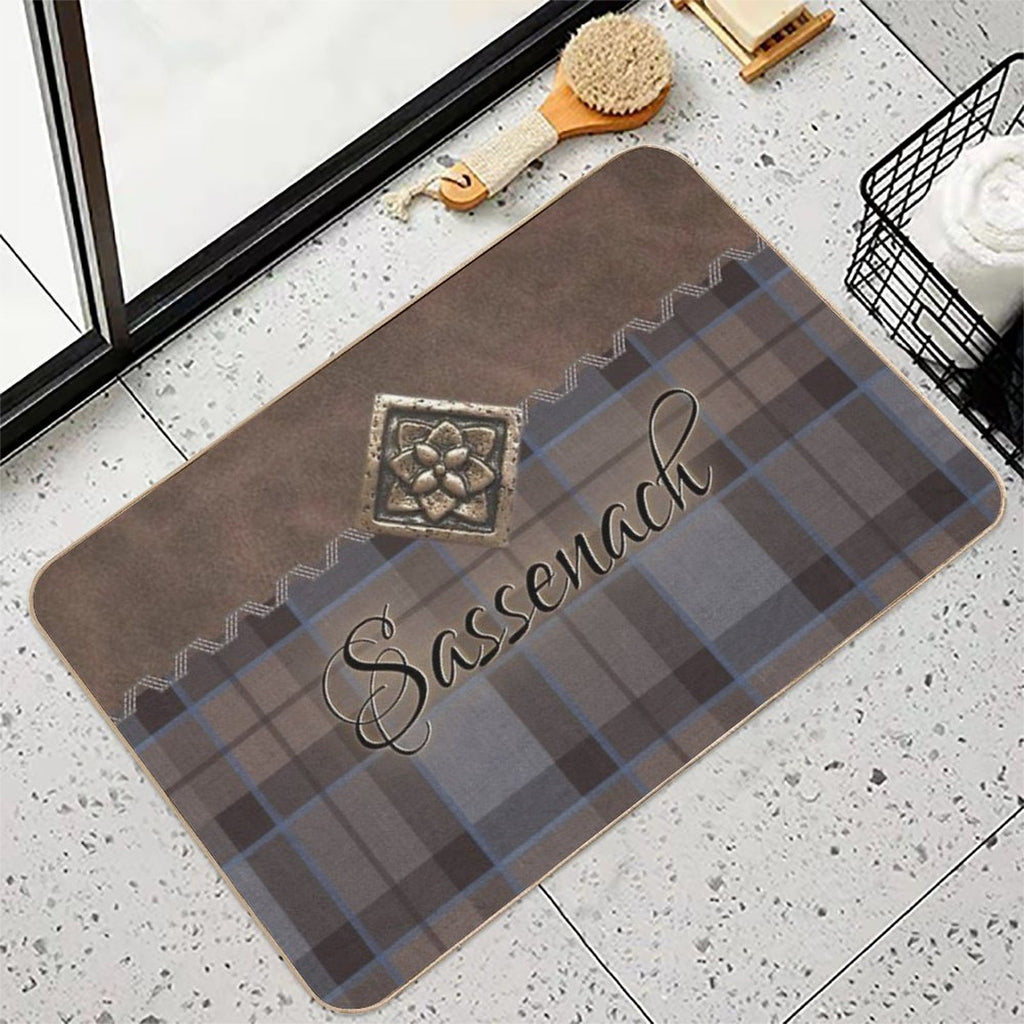 Outlander - Leather And Tartan with Metal Flower Accent  Rapid-Drying Bath Mat
