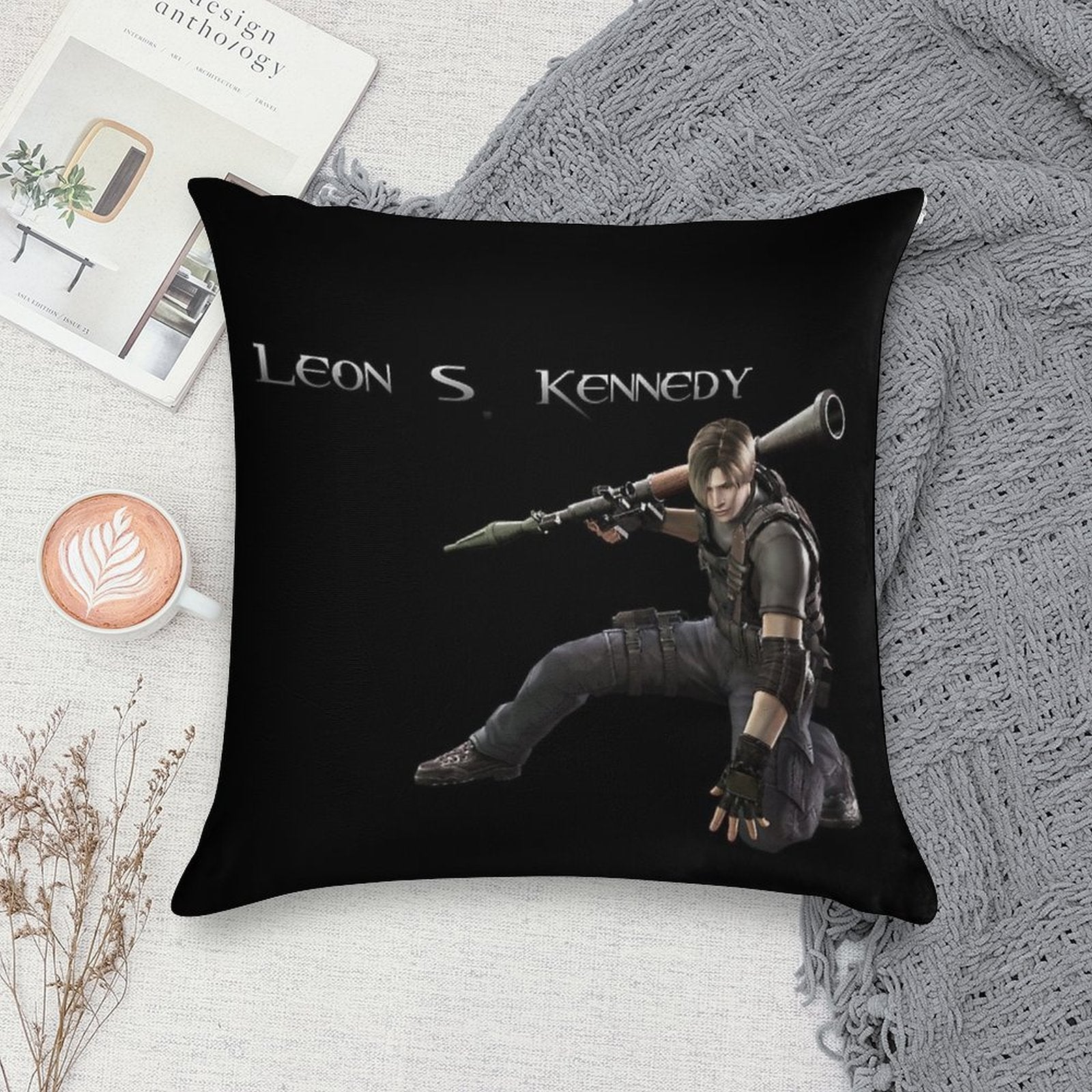 Resident Evil 4 Leon S Kennedy Soft Luxury Feel Throw Pillow