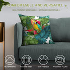 Fresh Parrot Tropical Banana Leaves Bouquet Soft Decorative Cover Throw Pillow