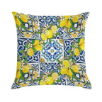 Bright Mediterranean Sicilian Tiles with Citrus Lemons Soft Style Accent Throw Pillow