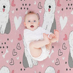 Cute Grey Gray And White Old English Sheepdog Puppy Gift-ready Throw Blanket