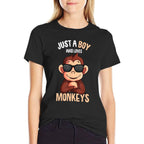 Monkey Just A Boy Who Loves Monkeys Boys Kids  Graphic-printed T-Shirt